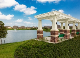 Lake with benches